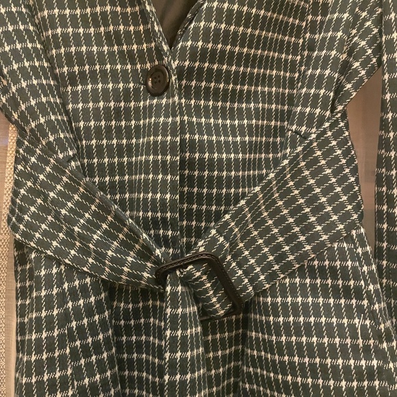 Dark green/blue geometric suit jacket with belt - Picture 3 of 3